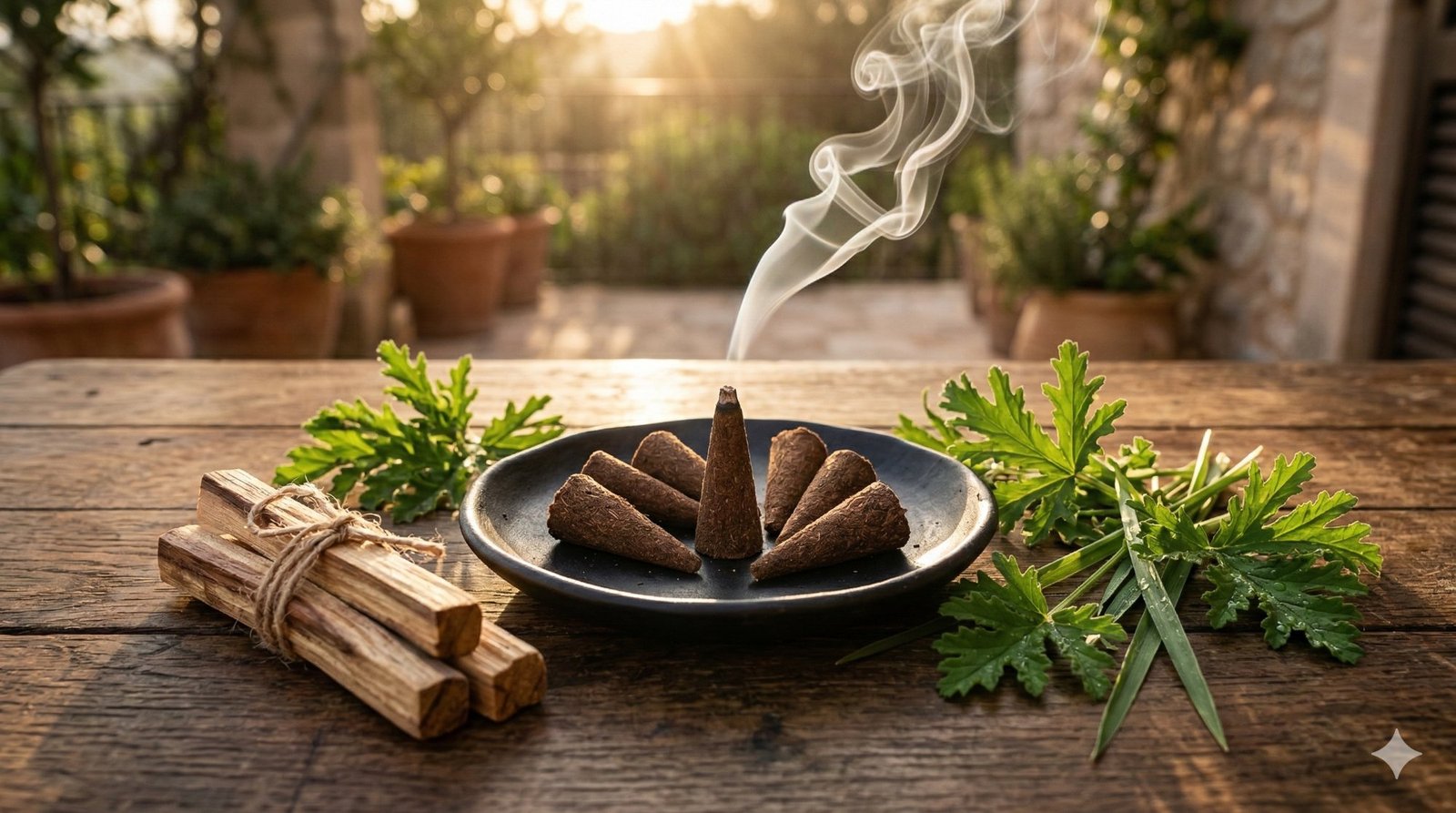 Conos de Incienso humeantes con palo santo